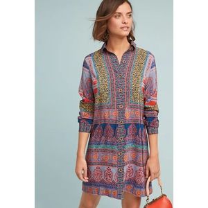 ANTHROPOLOGIE MAEVE Casablanca 100% Silk Shirtdress-0